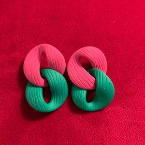 Pink & Green Fashion Earrings